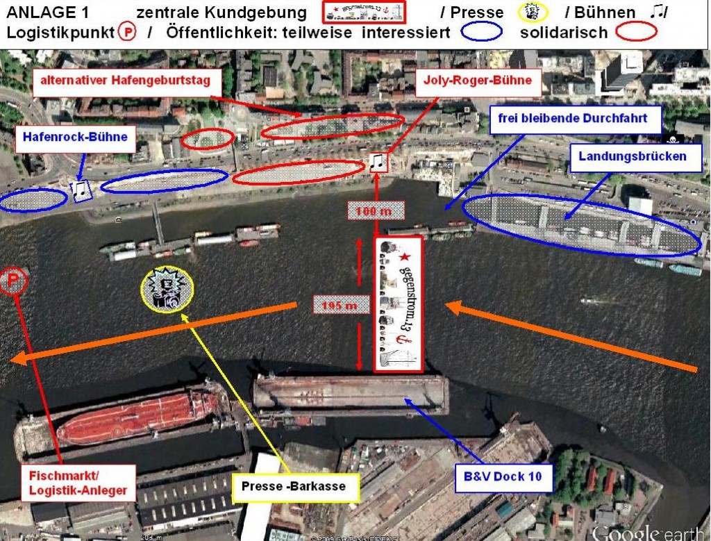 Visualisierung symbolische Blockade Hafengeburtstag